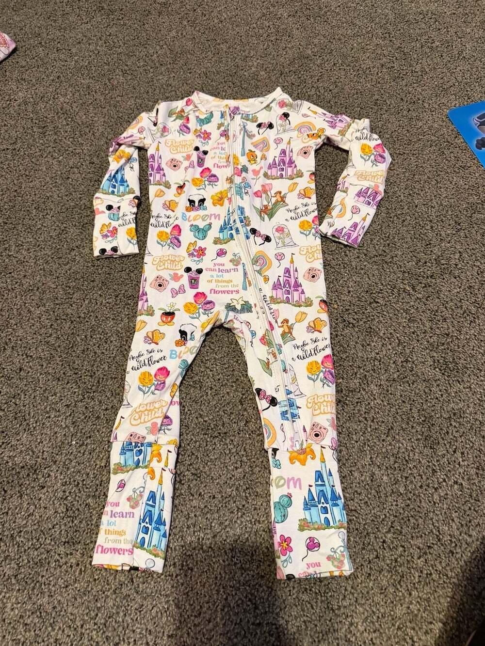 Disney Inspired Flower Child Bamboo Zipper Romper Size 6-12M